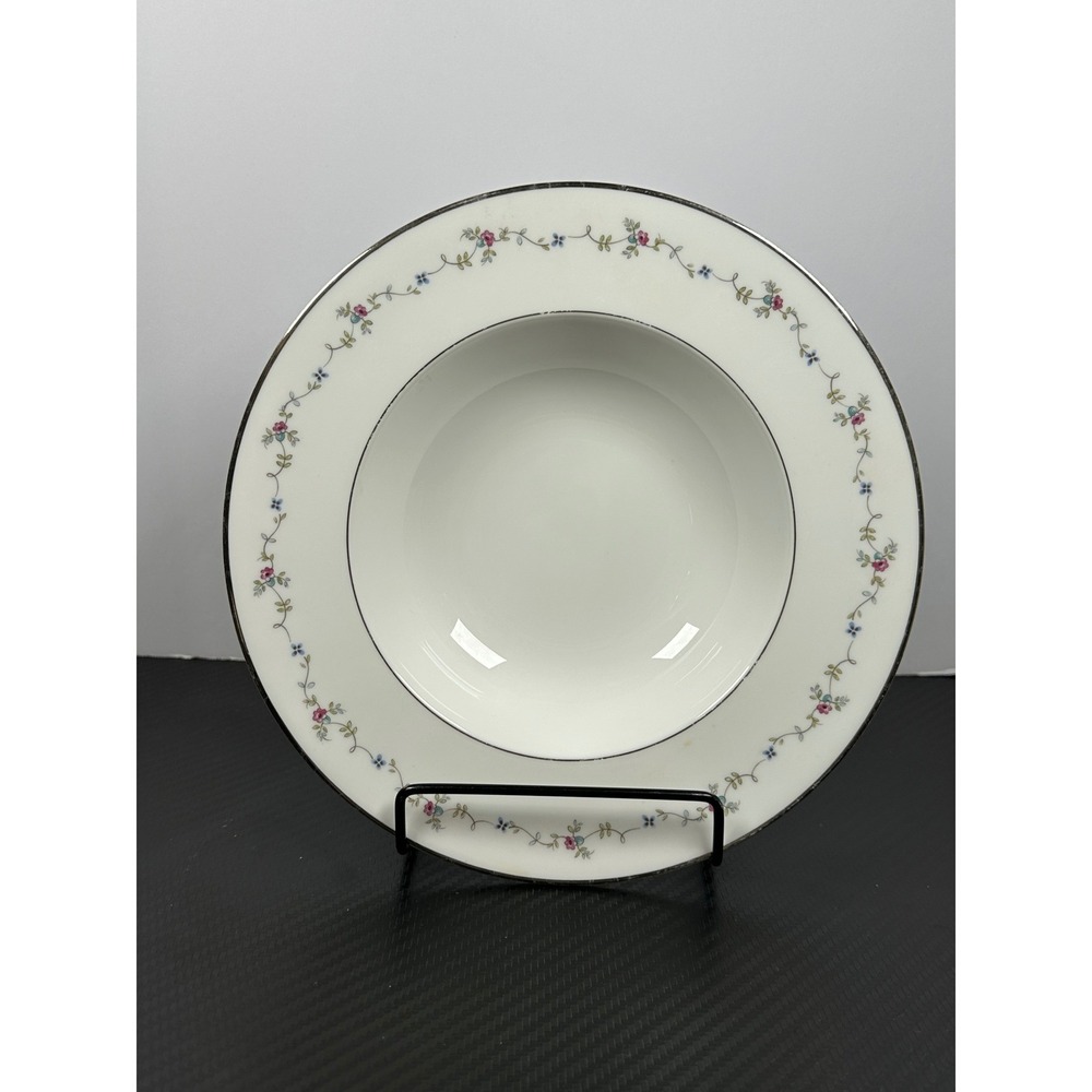 Royal Worcester Interlude Soup Bowl‎ Fine China England Floral Silver Rim